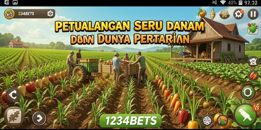 Tampilan bermain 1234BETS menunjukkan pertanian yang indah dan produktif.