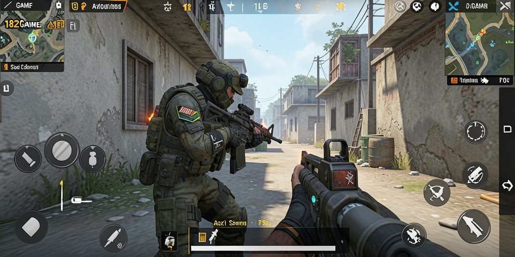 Gameplay FPS yang seru dan penuh aksi dalam 182GAME.