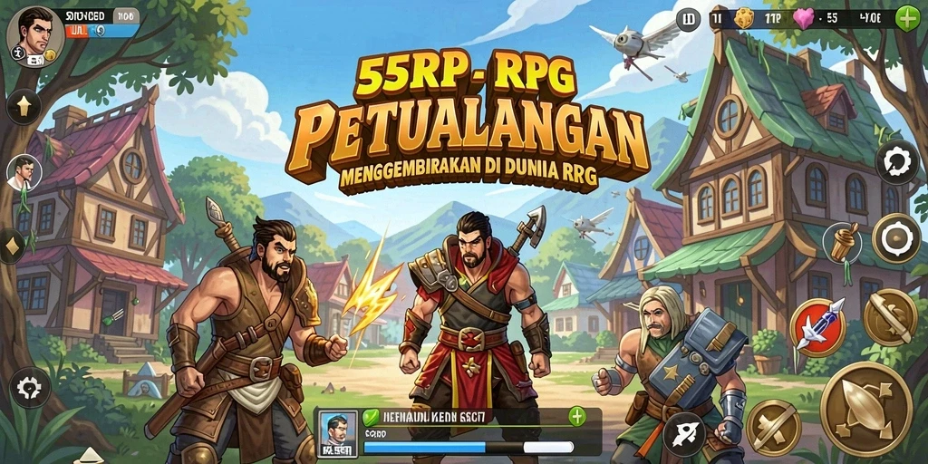 Tangkapan layar 55RP menunjukkan aksi pertarungan mendebarkan dalam dunia RPG.