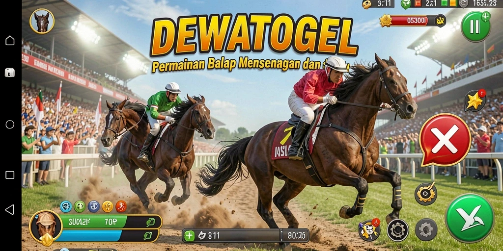 Gameplay balap seru di DEWATOGEL dengan mobil cepat dan lintasan menantang.