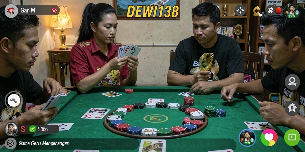 Tampilan gameplay seru DEWI138 dengan pemain bersaing dalam Gaple.