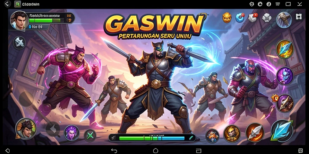 Screenshot GASWIN menampilkan pertarungan epik dengan karakter yang melawan satu sama lain.