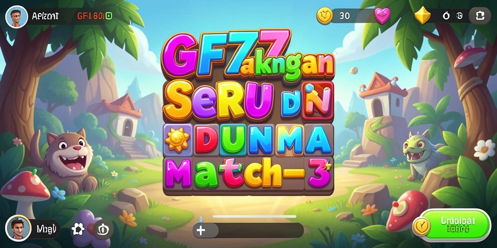 Screenshot menampilkan gameplay seru GF777 dengan tantangan Match-3.