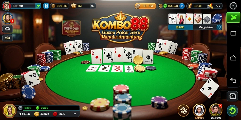 Tampilan gameplay KOMBO88 yang menarik dan interaktif dalam permainan Poker.