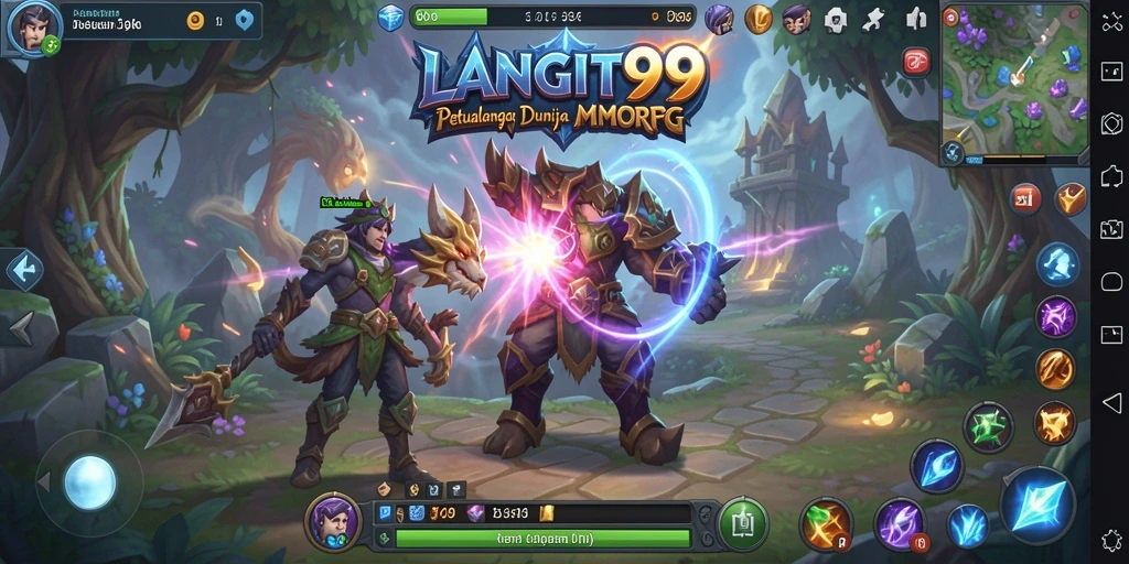 Screenshot LANGIT99 menampilkan pertarungan epik dalam dunia MMORPG.