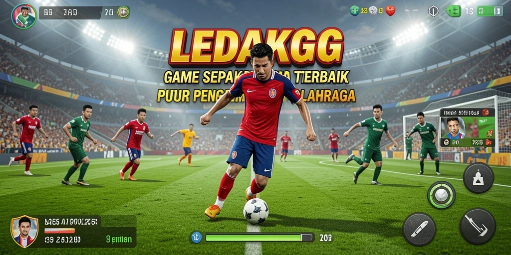 Tampilan gameplay menarik dari LEDAKGG yang menampilkan pertandingan sepak bola.