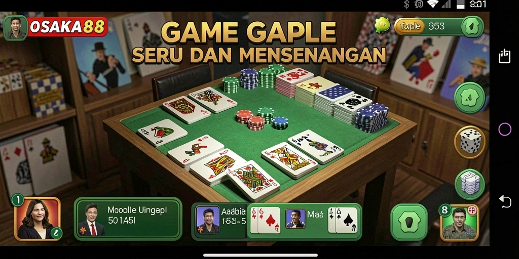 Screenshot gameplay OSAKA88 dengan tampilan Gaple yang menarik.