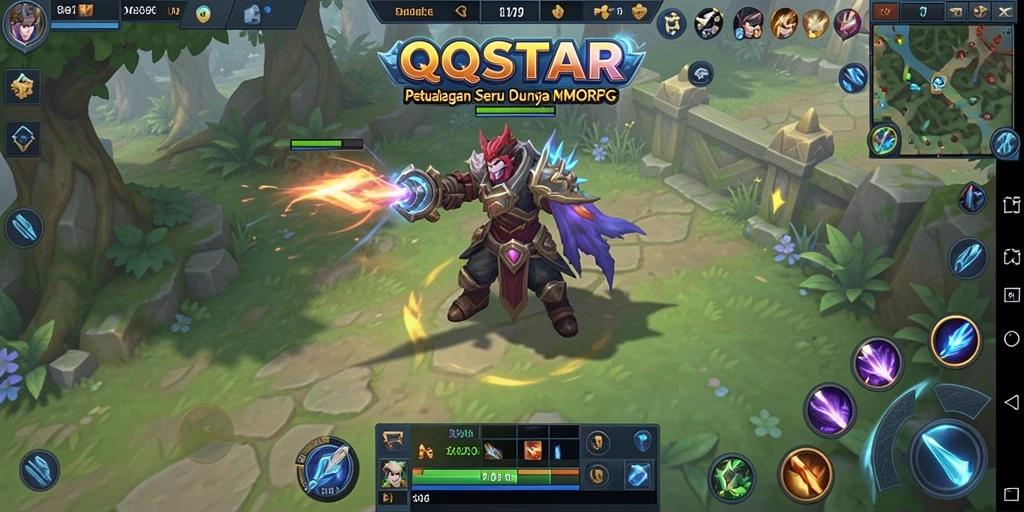 Tampilan gameplay QQSTAR yang memukau dengan aksi seru dalam dunia MMORPG.