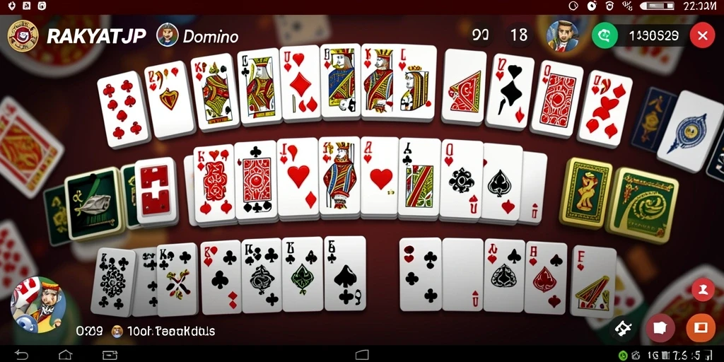 Tampilan gameplay seru dalam RAKYATJP dengan domino yang menarik.