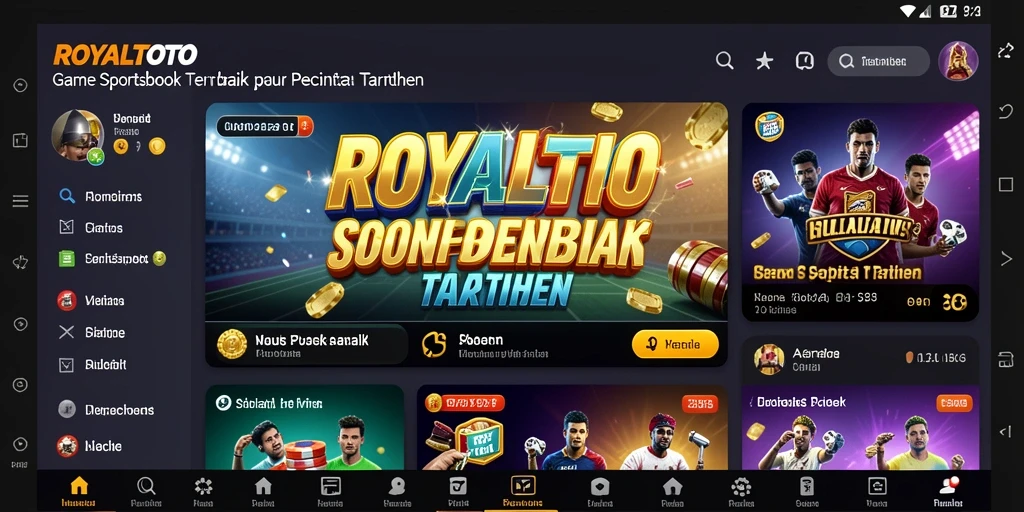 Tampilan gameplay menarik dari aplikasi ROYALTOTO yang menunjukkan fitur sportsbook.