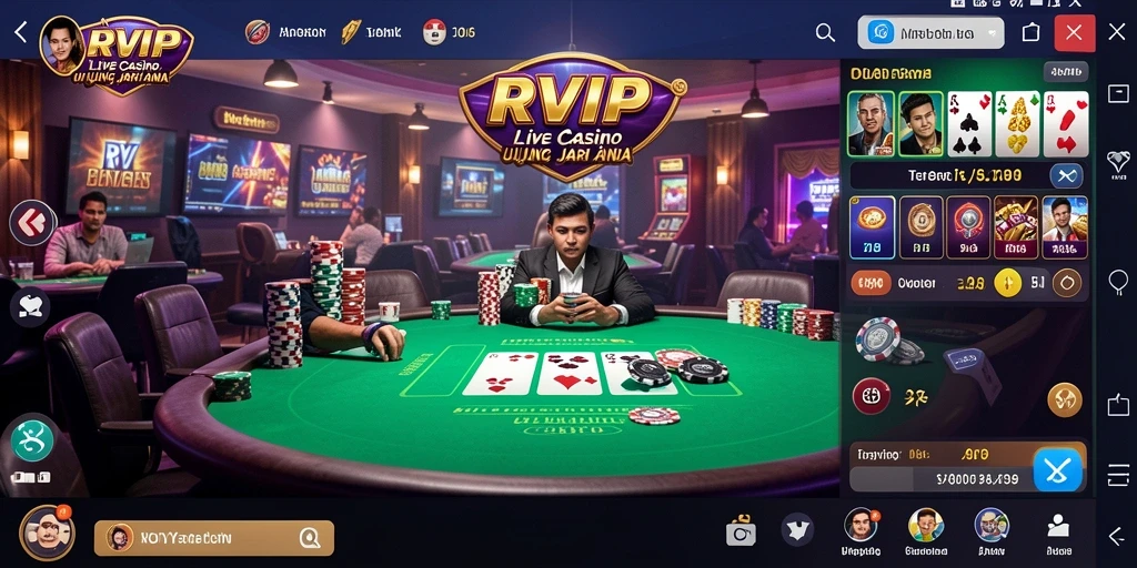 Tampilan menarik gameplay Live Casino RVIP dengan dealer profesional.
