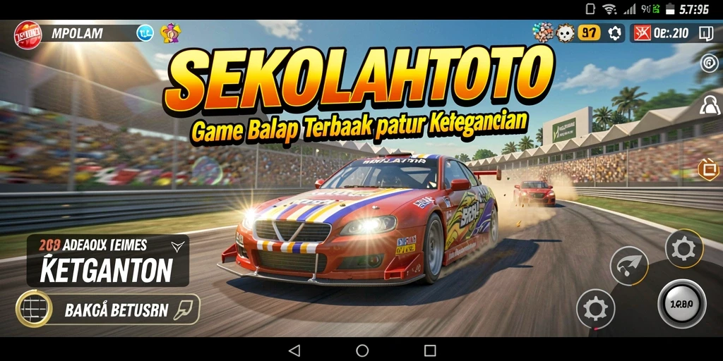 Tampilan gameplay SEKOLAHTOTO menonjolkan balapan yang mendebarkan.