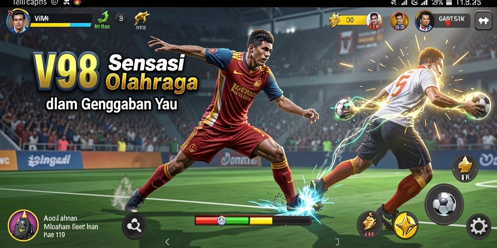 Tampilan gameplay V98 yang menegangkan dan penuh aksi olahraga.